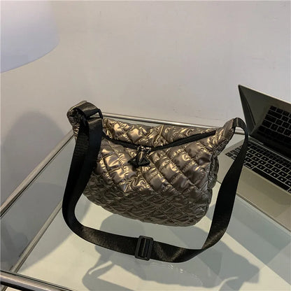 Sac à Main Vintage en Nylon pour Femme, Sous les Bras, Décontracté, Imperméable, Hobo, Matelassé, en Coton