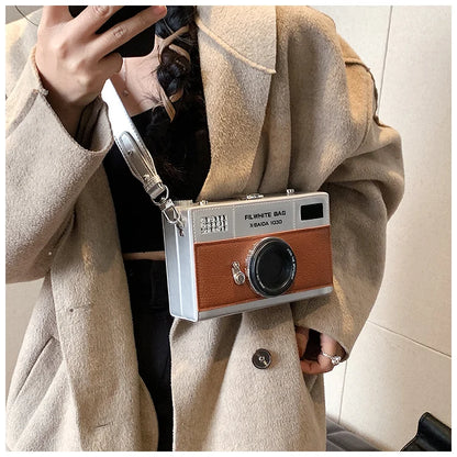 Sac à bandoulière unisexe en forme d'appareil photo rétro, boîte en PU, nouveau sac carré polyvalent à la mode, sac à bandoulière décontracté pour les déplacements, 2026