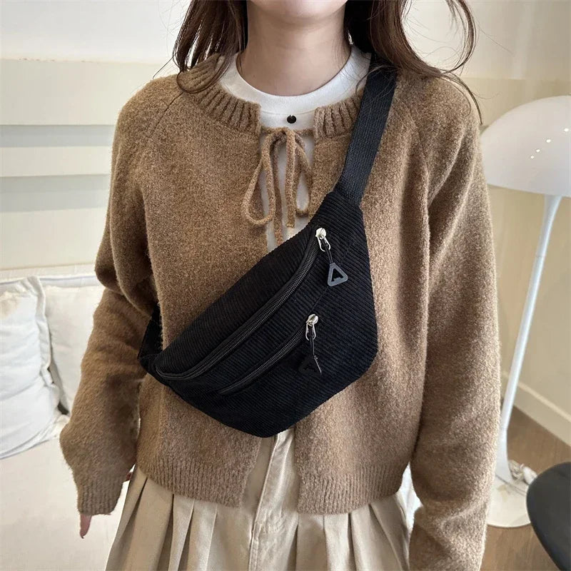 Sac banane femme velours côtelé