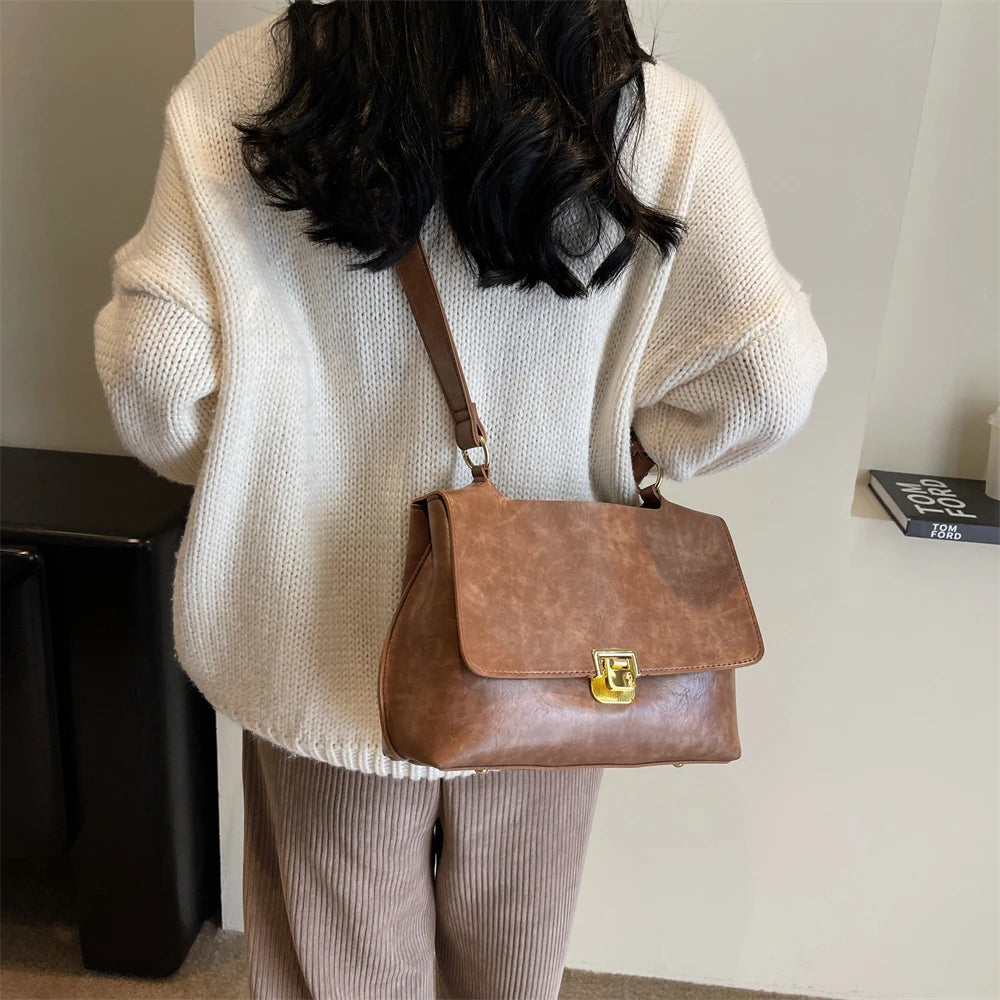 MOODS-Sacs à bandoulière rétro pour femmes, cuir PU souple, sac fourre-tout à rabat lancé, sacs de messager de luxe, dernier créateur de mode, 2024