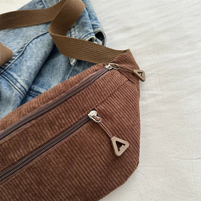 Sac banane femme velours côtelé