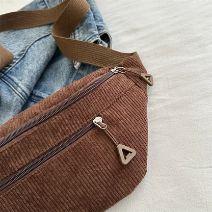 Sac banane femme velours côtelé