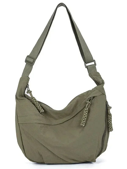 Sac à bandoulière en tissu doux pour femmes, couleur unie, Style étudiant décontracté, grands sacs à main, sacs Hobos pour femmes
