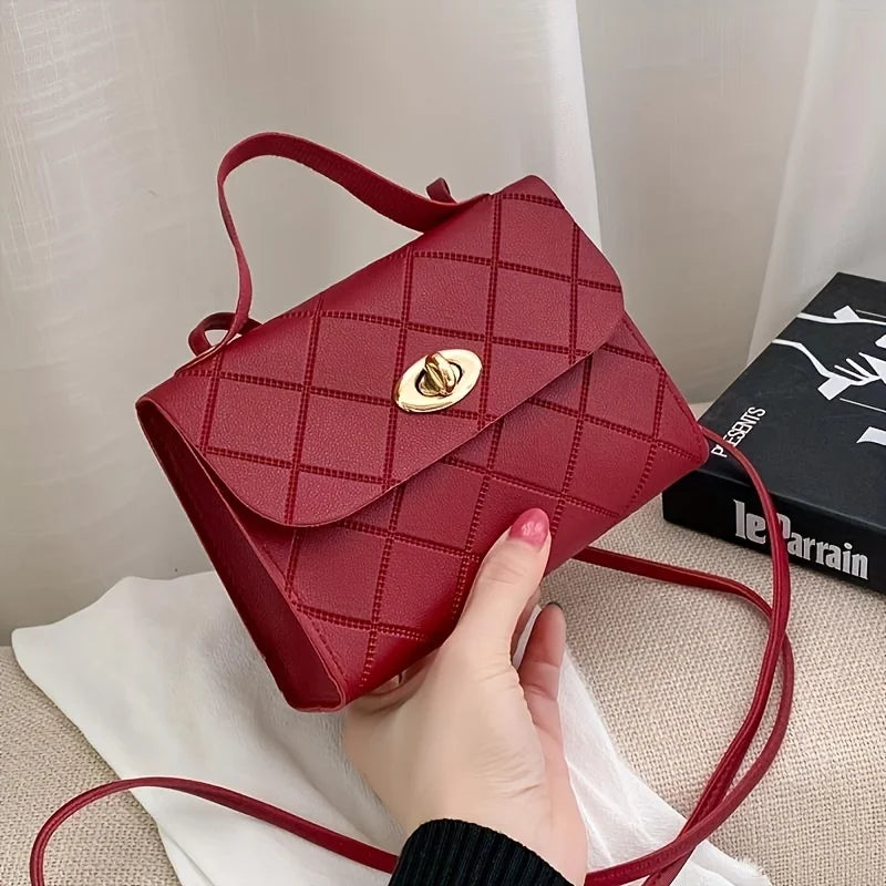 Sac carré matelassé en diamant de Style coréen pour femmes, sac à bandoulière tendance avec poignée supérieure, sac à main sous les bras avec chaîne
