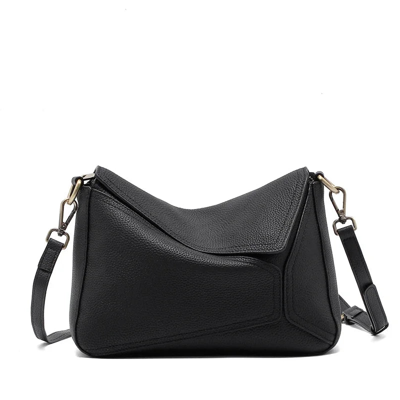 Sac à bandoulière géométrique en cuir de vache 100% pur pour femmes, sac à bandoulière de couleur unie pour dames, grande capacité, oreiller, sac à main de luxe