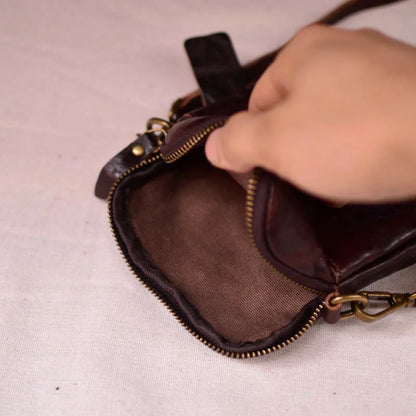 Gland TOO-Mini sac à bandoulière en cuir pour homme, sac à bandoulière décontracté, couche de tête de bain verticale, sac à bandoulière en cuir souple, pli américains, rétro