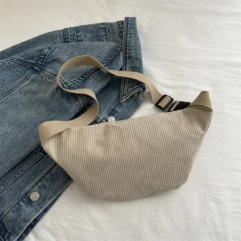 Sac banane femme velours côtelé