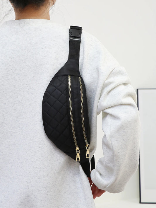 Sac banane noir matelassé