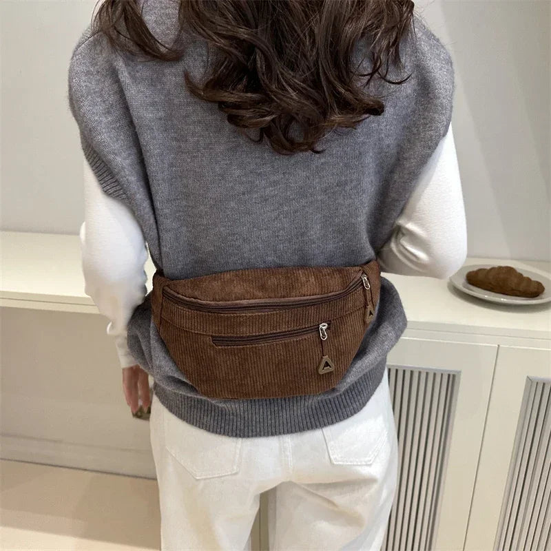 Sac banane femme velours côtelé
