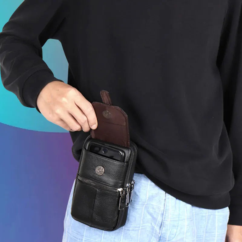 Pochette ceinture en cuir pour homme