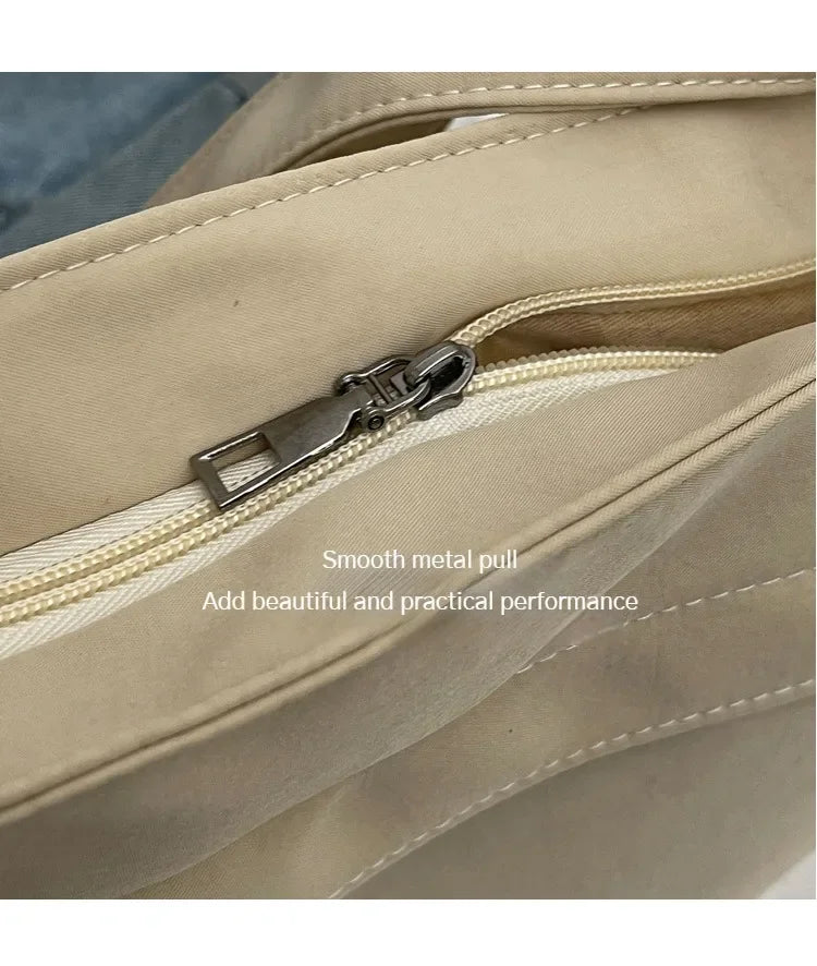 Sac à Bandoulière Hobos en Nylon pour Femme, Sacoche à Fermeture Éclair, Décontractée, Solide, de Grande Capacité, à la Mode, 2025