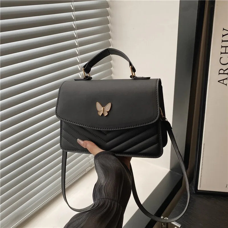 Sac papillon porte-bonheur pour femmes, nouvelle mode, couleur unie, texture simple, tendance, beau sac messager à bandoulière décontracté, portable, petit