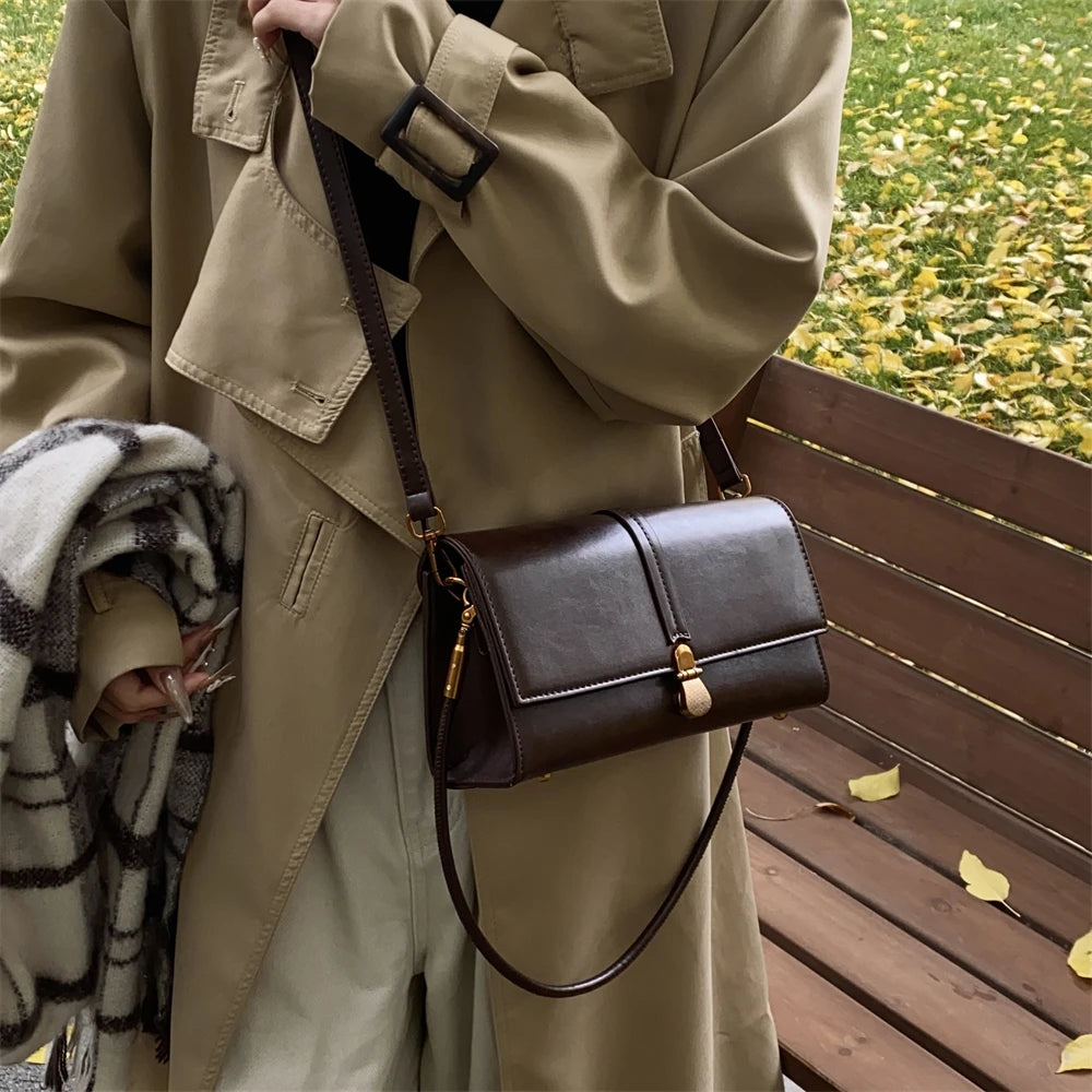MOODS rétro rabat bandoulière sacs de messager pour femmes en cuir PU couleur Pure petit sac à bandoulière carré sac à main de créateur de luxe 2025