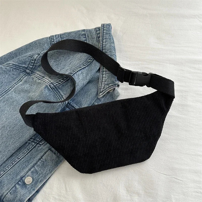Sac banane femme velours côtelé