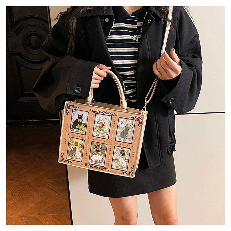 Sacs fourre-tout décontractés de marque pour femme, sacs bandoulière messager pour femme, grands sacs à main féminins, sacs de luxe de créateurs, grands sacs à main à motif chat, sacs à bandoulière