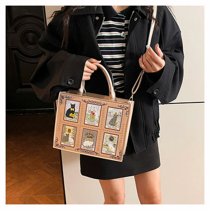 Sacs fourre-tout décontractés de marque pour femme, sacs bandoulière messager pour femme, grands sacs à main féminins, sacs de luxe de créateurs, grands sacs à main à motif chat, sacs à bandoulière