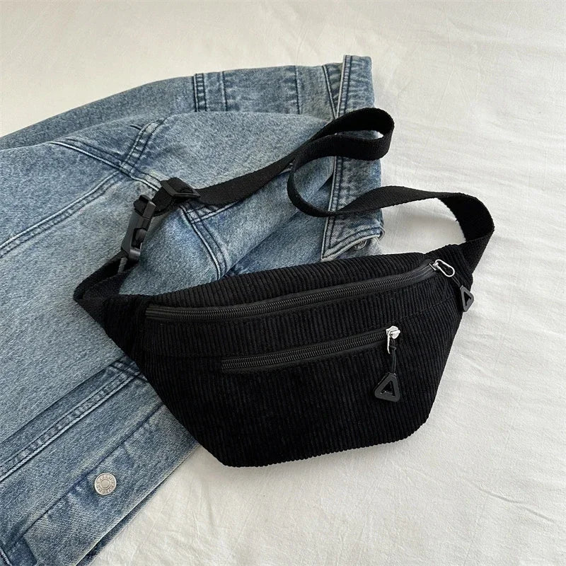 Sac banane femme velours côtelé