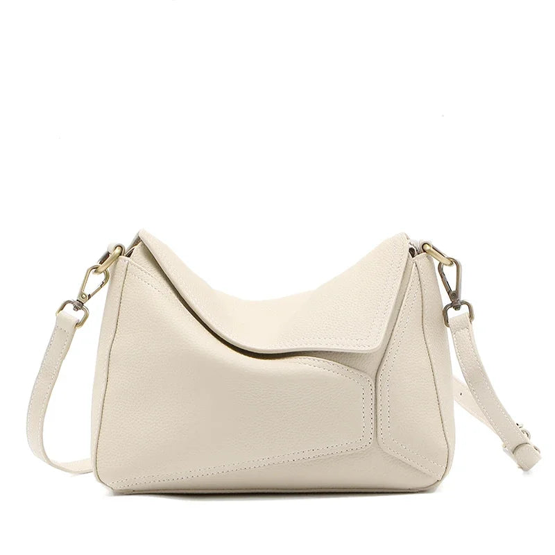 Sac à bandoulière géométrique en cuir de vache 100% pur pour femmes, sac à bandoulière de couleur unie pour dames, grande capacité, oreiller, sac à main de luxe