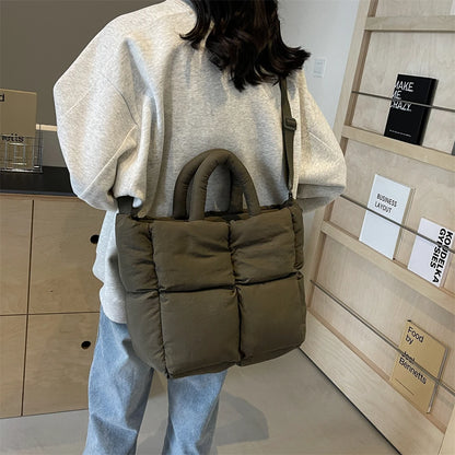 sac de luxe femme sac bandouillère femme MOODS-Sacs à bandoulière carrés pour femmes, sacs à main rembourrés en coton carillon, sac fourre-tout matelassé de grande capacité Lux, printemps, nouveau, 2024