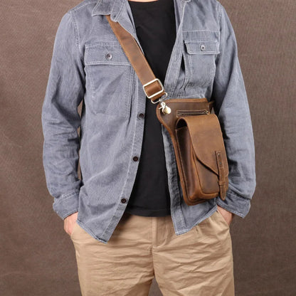 Pochette homme cuir marron​