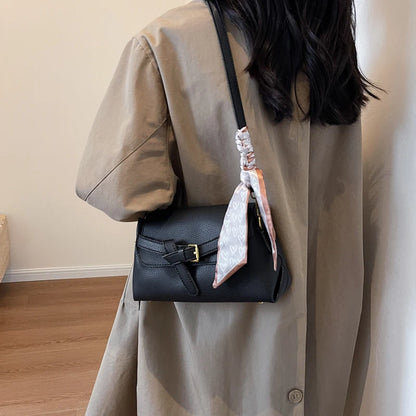 sac a main femme luxe sac de luxe femme haute qualité nouveautés sacs à main MOODS-Sac à bandoulière en cuir PU souple pour femme, motif litchi, ceinture rétro, sac à rabat avec écharpe décorative