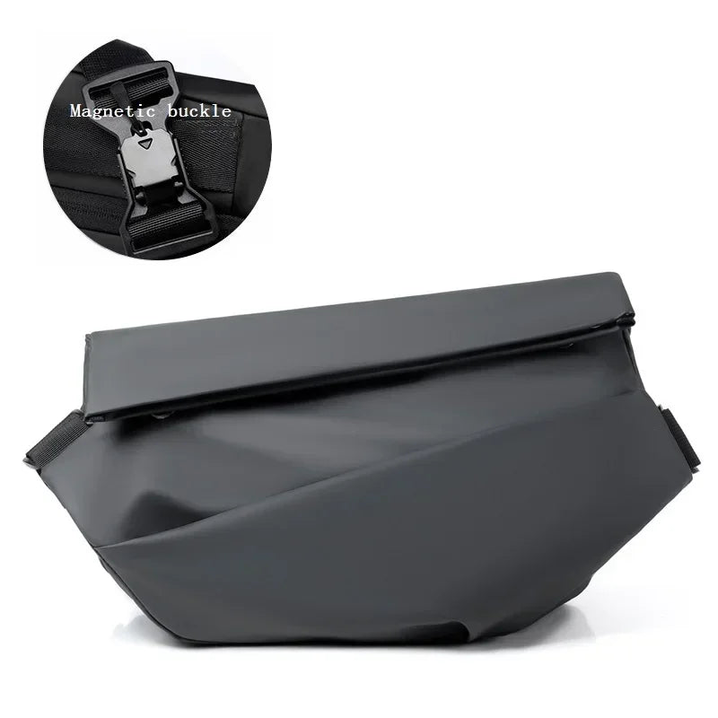 Sac bandoulière fonctionnel pour homme, sac messager imperméable avec boucle magnétique, grande capacité, sac de poitrine pour les trajets quotidiens et le cyclisme