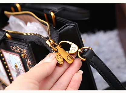 Sac de créateur vintage et de luxe avec broderie délicate impression de chat sac fourre-tout populaire et à la mode pour femmes de grande capacité