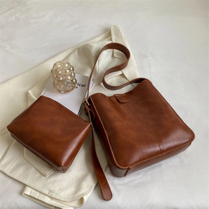 sac a mains femme sac luxe célèbre marque sac de cours MOODS-Ensemble de Sacs Fourre-Tout Rétro pour Femme, Large Sangle, Cuir PU Souple, Sacs à Bandoulière avec Petit Sac à Main, Shopping de Grande Capacité