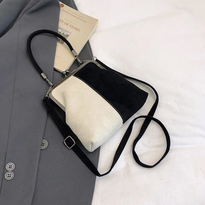 Sac à main rétro givré de grande capacité, serrure à baiser, poignée courte, sac à bandoulière en cuir avec fermeture à Clip, pochette à bandoulière en PU
