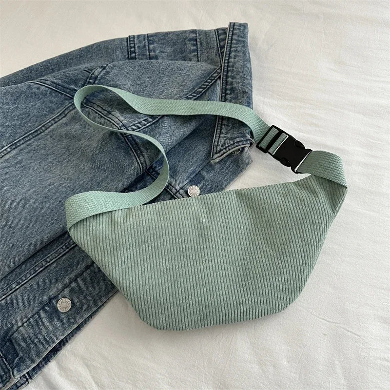 Sac banane femme velours côtelé