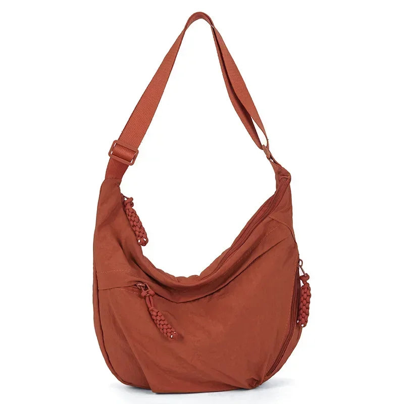 Sac à bandoulière en tissu doux pour femmes, couleur unie, Style étudiant décontracté, grands sacs à main, sacs Hobos pour femmes