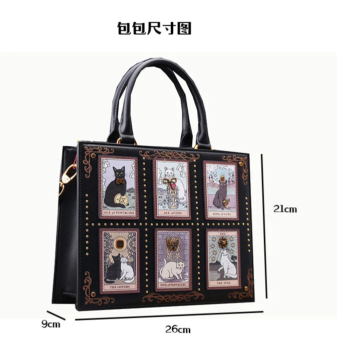 Sac de créateur vintage et de luxe avec broderie délicate impression de chat sac fourre-tout populaire et à la mode pour femmes de grande capacité