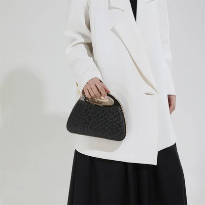 sac à main luxe pochette soirée femme MOODS – pochette de soirée en paille tricotée de couleur arc-en-ciel pour femmes, sacs à main de luxe de créateur avec chaîne dorée, pour mariage, dîner, fête