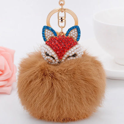 Porte clé fourrure renard