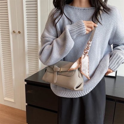 sac a main femme luxe sac de luxe femme haute qualité nouveautés sacs à main MOODS-Sac à bandoulière en cuir PU souple pour femme, motif litchi, ceinture rétro, sac à rabat avec écharpe décorative