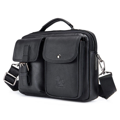 Sac à bandoulière en cuir véritable pour hommes, sac à bandoulière décontracté rétro en peau de vache avec couche supérieure, sac carré à bandoulière pour hommes
