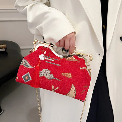 JOinitied-Pochette à franges vintage pour femme, sac à main de luxe, sacs à bandoulière, sac à main de soirée, mariée, mariage, mode