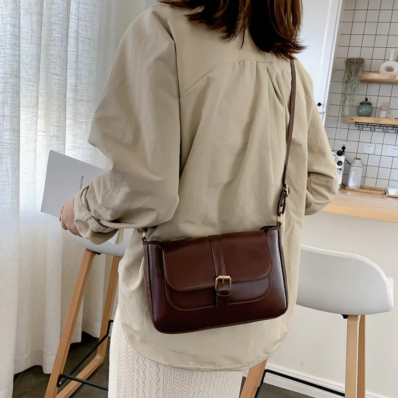 Sacs à bandoulière Vintage en cuir PU pour femmes, sacs à main tendance et bourse rétro, petit sac messager féminin