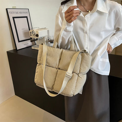 sac de luxe femme sac bandouillère femme MOODS-Sacs à bandoulière carrés pour femmes, sacs à main rembourrés en coton carillon, sac fourre-tout matelassé de grande capacité Lux, printemps, nouveau, 2024