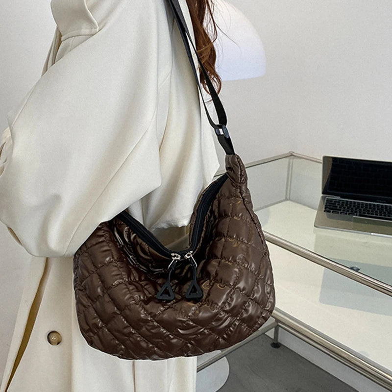 Sac à Main Vintage en Nylon pour Femme, Sous les Bras, Décontracté, Imperméable, Hobo, Matelassé, en Coton