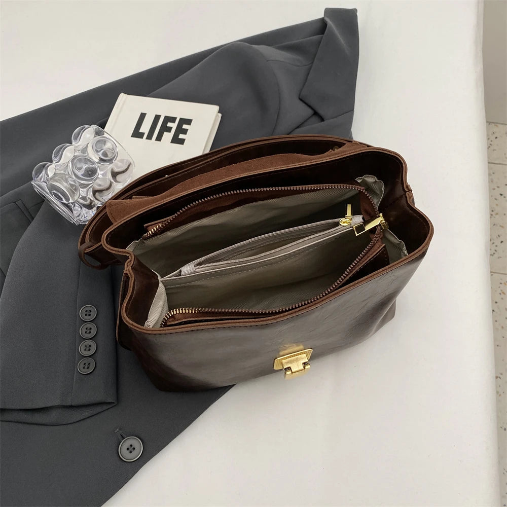 MOODS-Sacs à bandoulière rétro pour femmes, cuir PU souple, sac fourre-tout à rabat lancé, sacs de messager de luxe, dernier créateur de mode, 2024