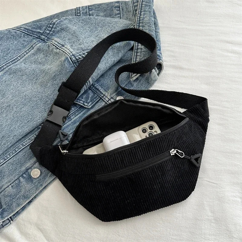 Sac banane femme velours côtelé
