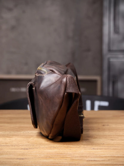 Sac banane homme cuir marron