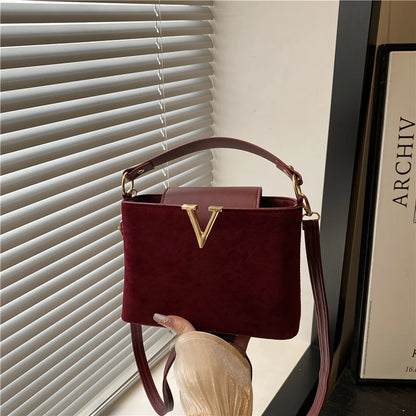 Mini sac en daim à la mode pour femmes, sac fourre-tout en fausse daim, sac à main décoratif avec boucle de verrouillage, sacs à bandoulière