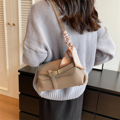 sac a main femme luxe sac de luxe femme haute qualité nouveautés sacs à main MOODS-Sac à bandoulière en cuir PU souple pour femme, motif litchi, ceinture rétro, sac à rabat avec écharpe décorative