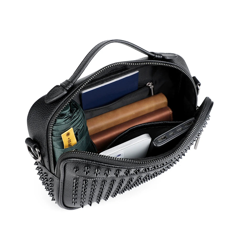 Vintage Rivet Design hommes sacs Sac à bandoulière de haute qualité en cuir PU voyage hommes Sac à bandoulière Style d'affaires hommes Sac à main sacs Sac