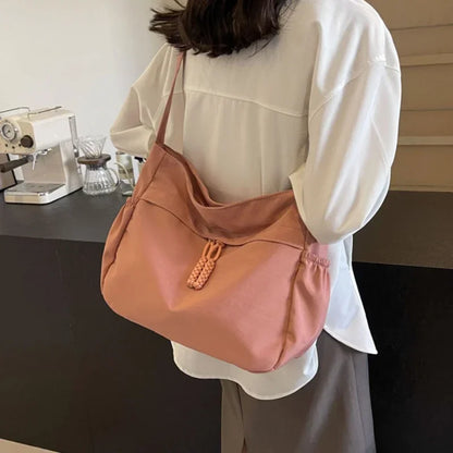 Sac à Bandoulière Hobos en Nylon pour Femme, Sacoche à Fermeture Éclair, Décontractée, Solide, de Grande Capacité, à la Mode, 2025