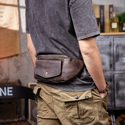 Sac banane homme cuir marron