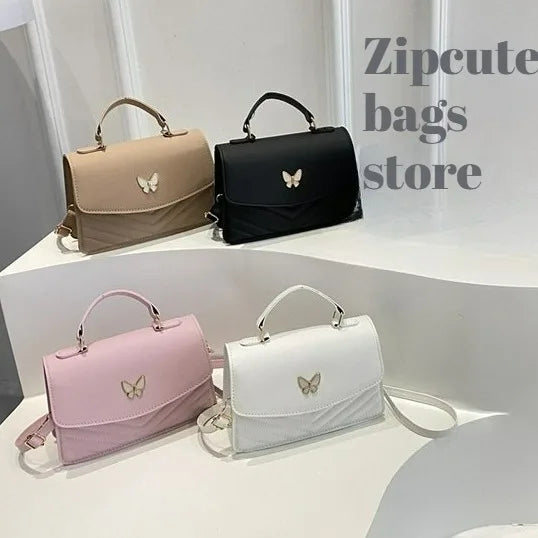 Sac papillon porte-bonheur pour femmes, nouvelle mode, couleur unie, texture simple, tendance, beau sac messager à bandoulière décontracté, portable, petit