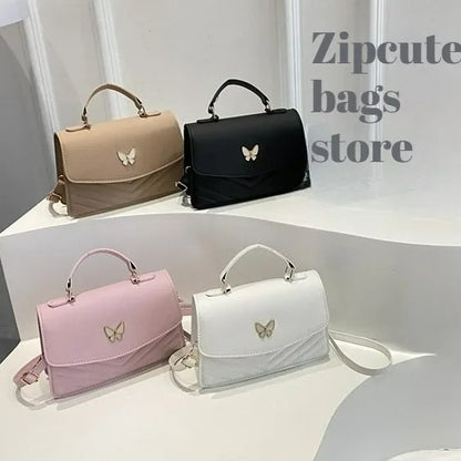 Sac papillon porte-bonheur pour femmes, nouvelle mode, couleur unie, texture simple, tendance, beau sac messager à bandoulière décontracté, portable, petit